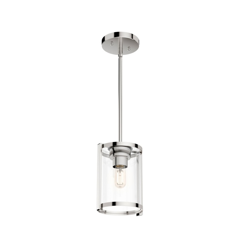 One Light Mini Pendant from the Astwood Collection in Polished Nickel Finish by Hunter