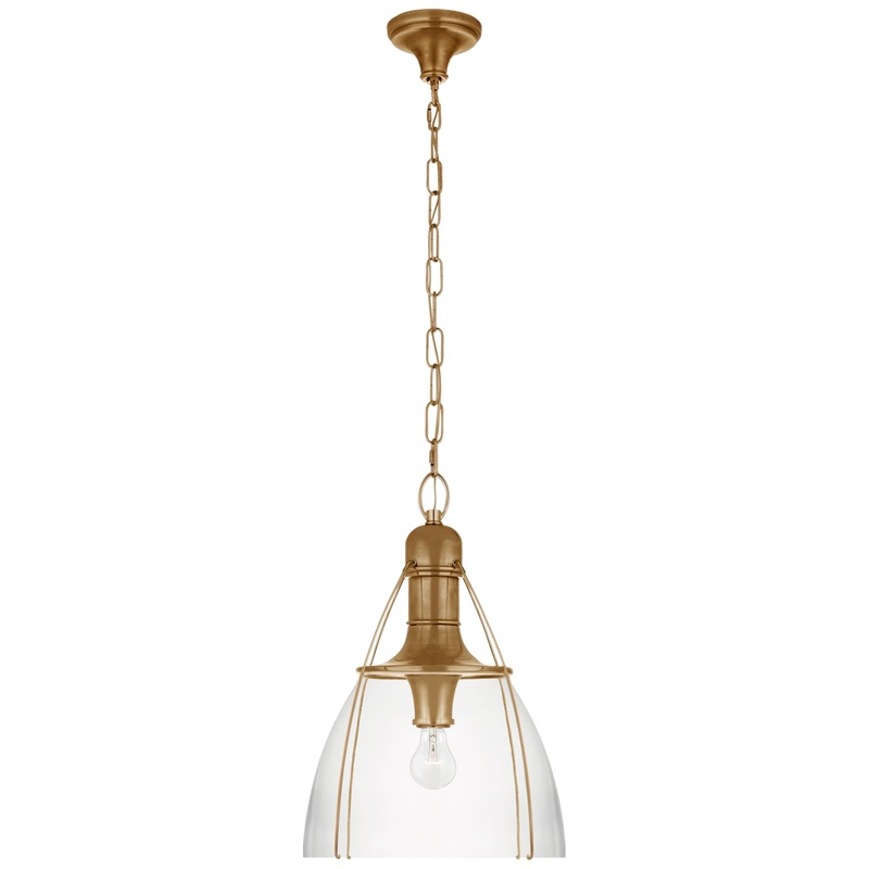 One Light Pendant from the Prestwick Collection in Antique-Burnished Brass Finish by Visual Comfort Signature