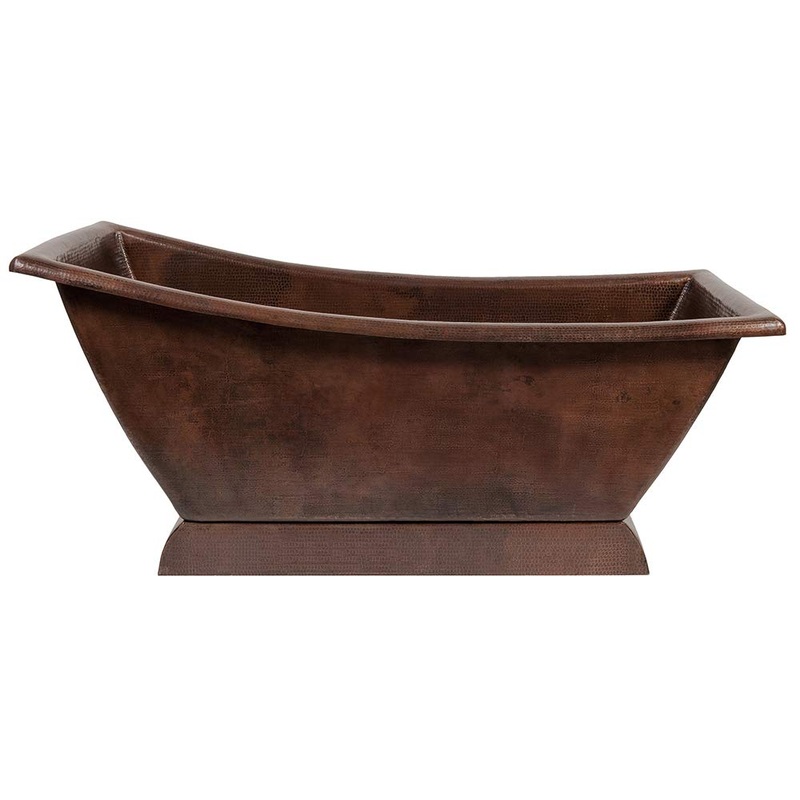 Premier Copper Products BTSC67DB 67-inch Hammered Copper Canoa Single Slipper Bathtub – Oil Rubbed Bronze