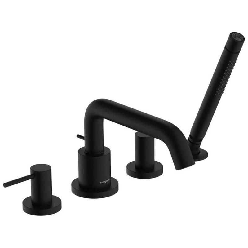 Roman Tub Filler Tecturis S with Handshower 10 Inch Spread 2 Lever WaterSense Matte Black