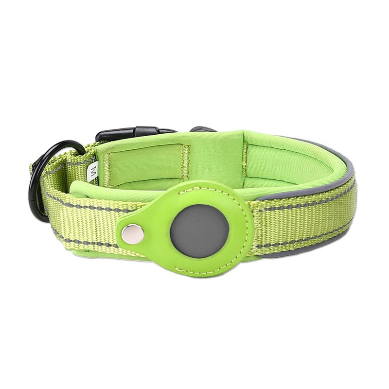 Size XL Green Reflective Adjustable Anti-Lost Pet Collar (For Apple AirTag – Collar Only, Tracker Not Included)