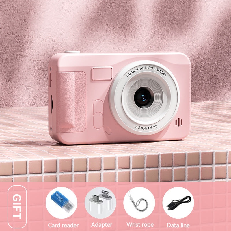 Student HD Digital Camera – 44MP, 8x Zoom, Autofocus, Dual Lens, Type-C Charging (Pink)