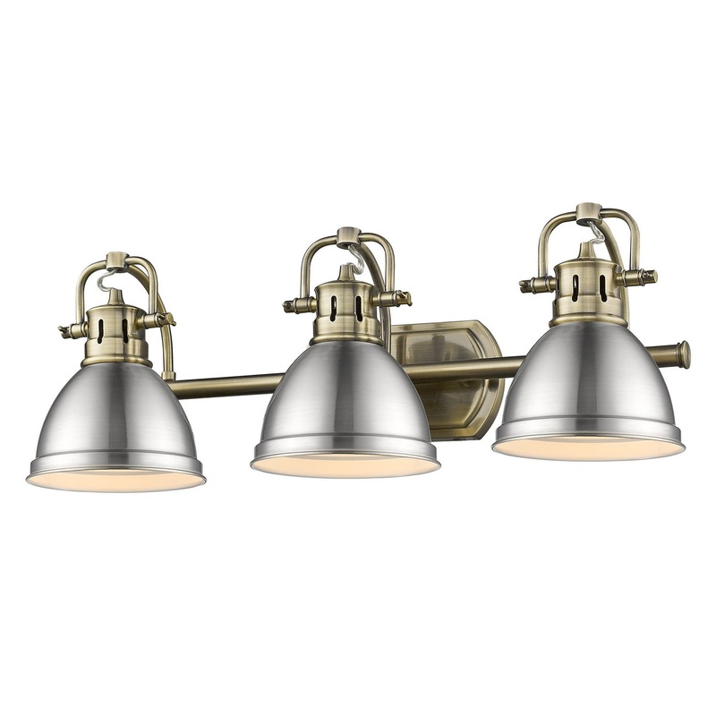 Three Light Vanity from the Duncan Collection in Aged Brass Finish by Golden