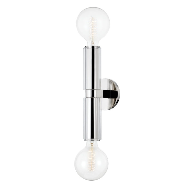 Two Light Wall Sconce from the Gilbert Collection in Polished Nickel Finish by Hudson Valley