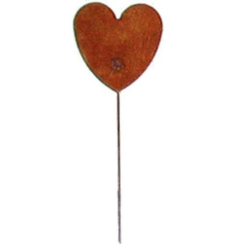 Village Wrought Iron RGS-46 Heart Rusted Garden Stake