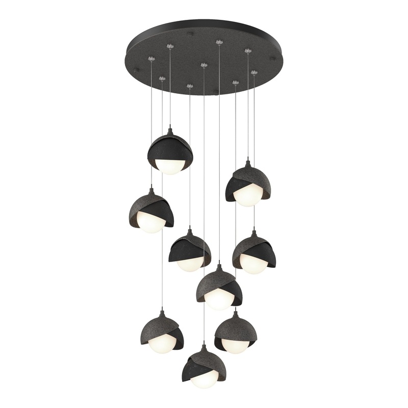 Brooklyn 9-Light Double Shade Pendant Natural Iron Black