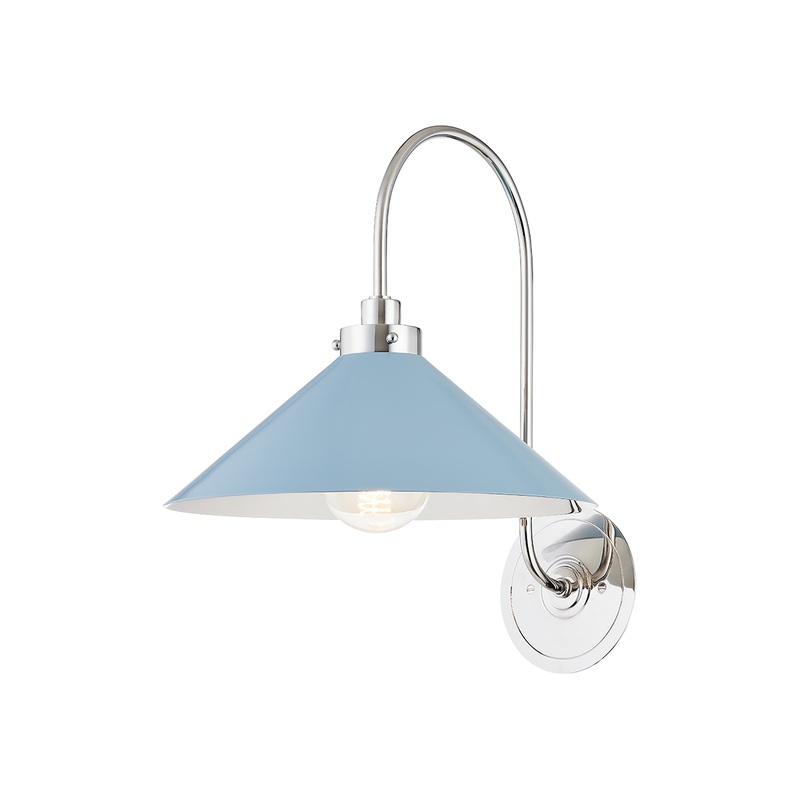 Clivedon 1-Light Wall Sconce Polished Nickel/Blue Bird