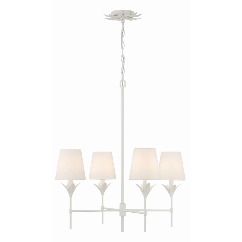 Four Light Chandelier from the Broche Collection in Matte White Finish by Crystorama