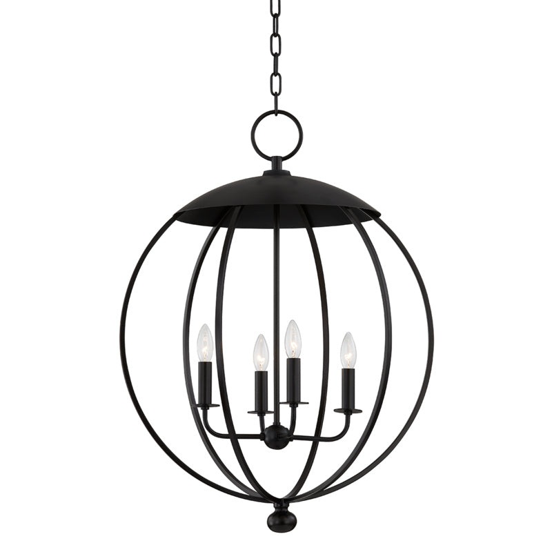 Four Light Pendant from the Wesley Collection in Aged Iron Finish by Hudson Valley