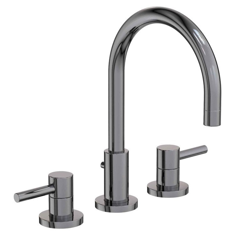 Lavatory Faucet East Linear Widespread 8 to 20 Inch Spread 2 Lever ADA Midnight Chrome 1.2 Gallons per Minute Brass Spout Height 6-1/8 Inch