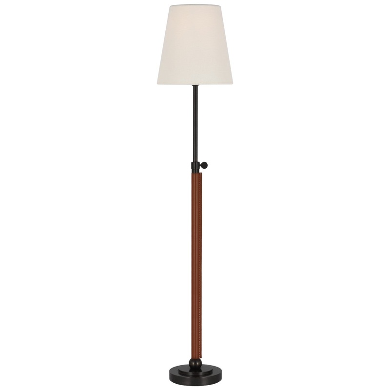 LED Table Lamp from the Bryant Wrapped Collection in Bronze And Saddle Leather Finish by Visual Comfort Signature