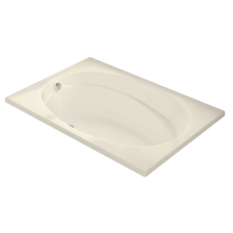 MAAX 100027-000-004-000 Temple 60 x 41 Acrylic Alcove End Drain Bathtub in Bone