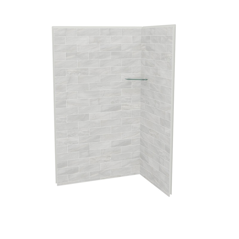MAAX 107462-312-504 Utile 4836 Composite Direct-to-Stud Two-Piece Corner Shower Wall Kit in Organik Permafrost
