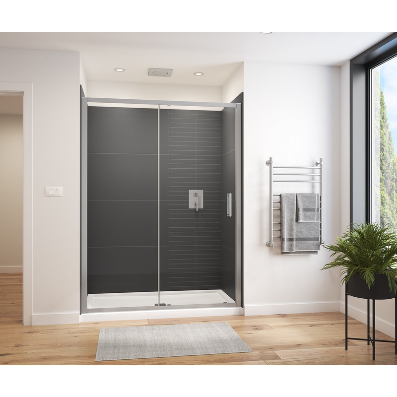 MAAX 135237-900-084-000 Connect Pro 55 -57 x 76 in. 6mm Sliding Shower Door for Alcove Installation with Clear glass in Chrome