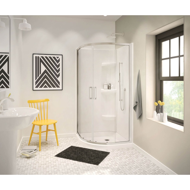 MAAX 137443-900-305-000 Radia Neo-round 32 x 32 x 71  in. 6mm Sliding Shower Door for Corner Installation with Clear glass in Brushed Nickel