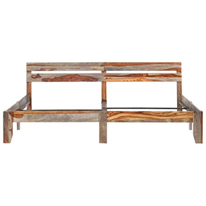 Montloxs Camera da Letto giroletto in Legno massello di Palissandro, Stile Moderno familiare Pratico giroletto in Legno massello di Palissandro 205 x 205 x 73 cm -Grigio Stile 3