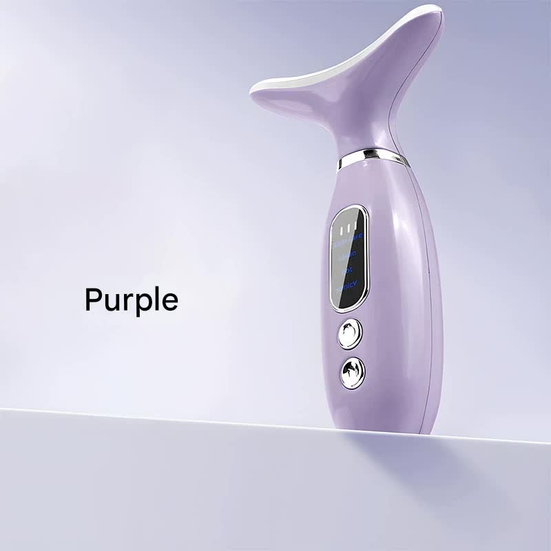 Multi-Functional Neck & Face Beauty Massager – Constant Heat, Ion Infusion & Sonic Vibration(purple)