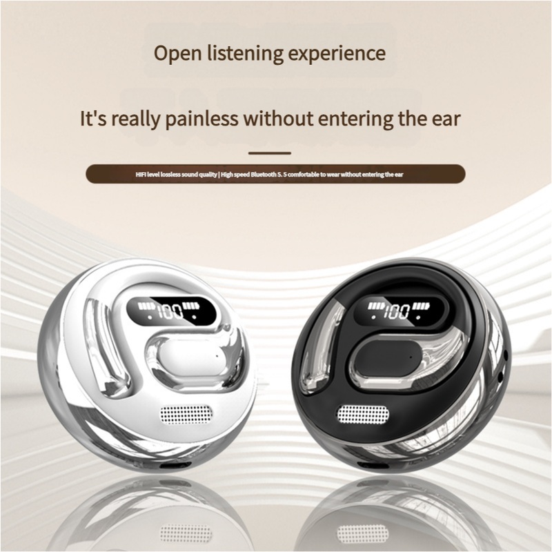 Open-Ear Conduction TWS Earbuds – Bluetooth 5.5, HIFI Sound, LED Display(black)