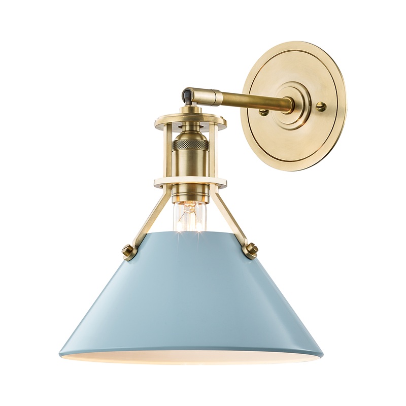 Painted No.2 1-Light Wall Sconce Aged Brass/Blue Bird