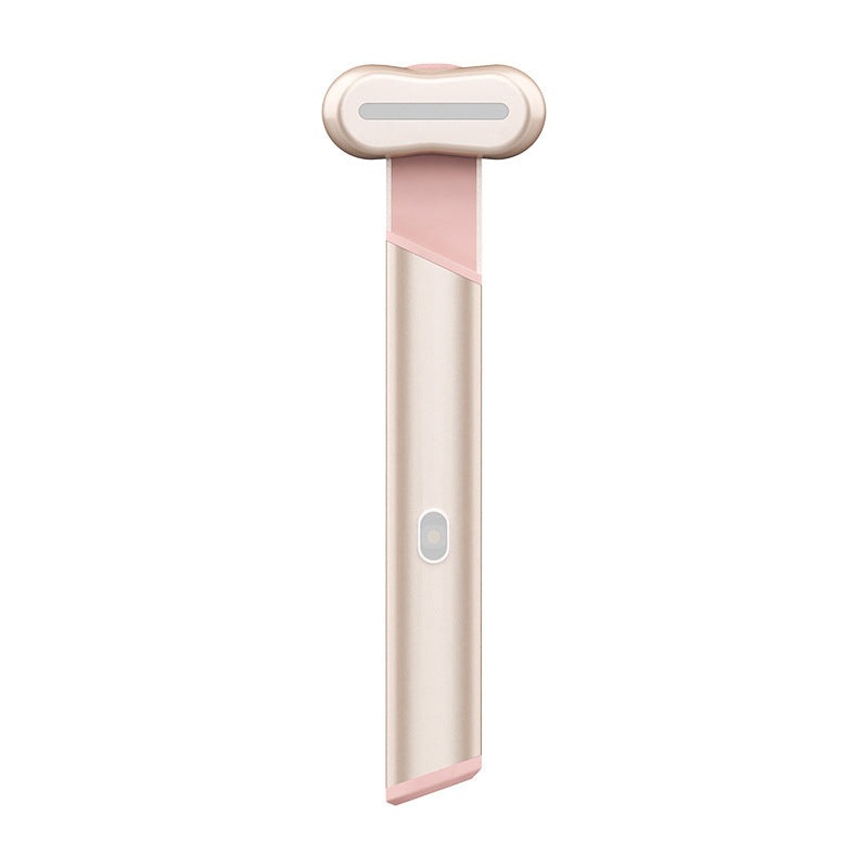 Rose Gold Electric Eye Massager Pen with Red & Blue Light Therapy – Heated Vibration Wand
