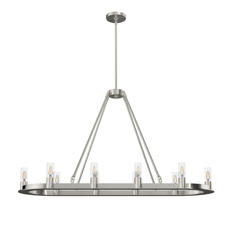Ten Light Linear Chandelier from the Saddlewood Collection in Brushed Nickel Finish by Hunter