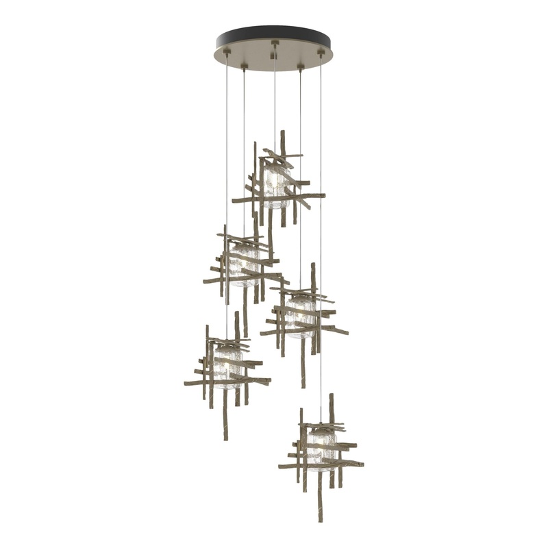 Tura 5-Light Seeded Glass Pendant Soft Gold