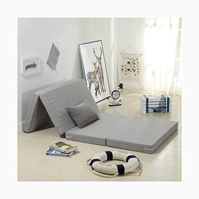 YANGLY 10 Centimetri di Spessore Multifunzionale Materasso Pieghevole Fold 4 Materasso for Pausa Pranzo Mats, Mats Gioco, Tatami, Letti A Castello (Color : Light Gray, Size : 71x79inch)