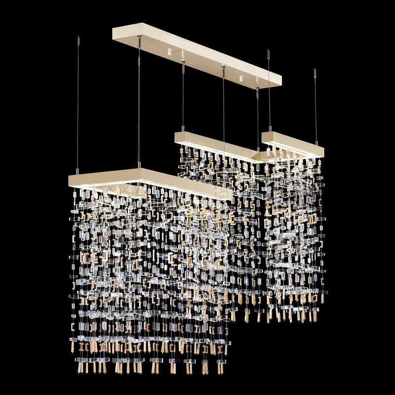Capri 38″W Rectangular Pendant Soft Gold Leaf