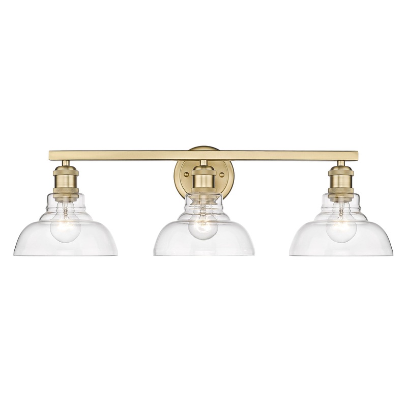 Carver BCB 3 Light Bath Vanity in Brushed Champagne Bronze with Clear Glass Shade