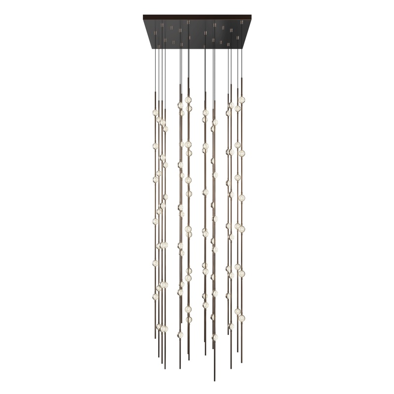 Constellation Andromeda 24″ Square LED Pendant Espresso Black with Clear Faceted Acrylic 2700K 10′ Adjustable Cord