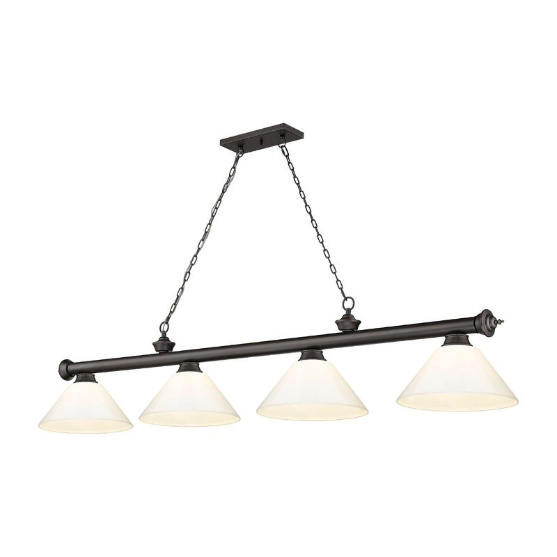 Cordon 4-Light Billiard Bronze Cone White Plastic