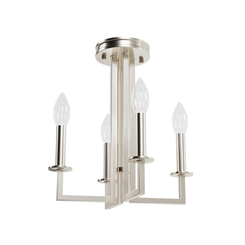 Four Light Semi-Flush Mount from the Bearden Collection in Brushed Nickel Finish by Hunter