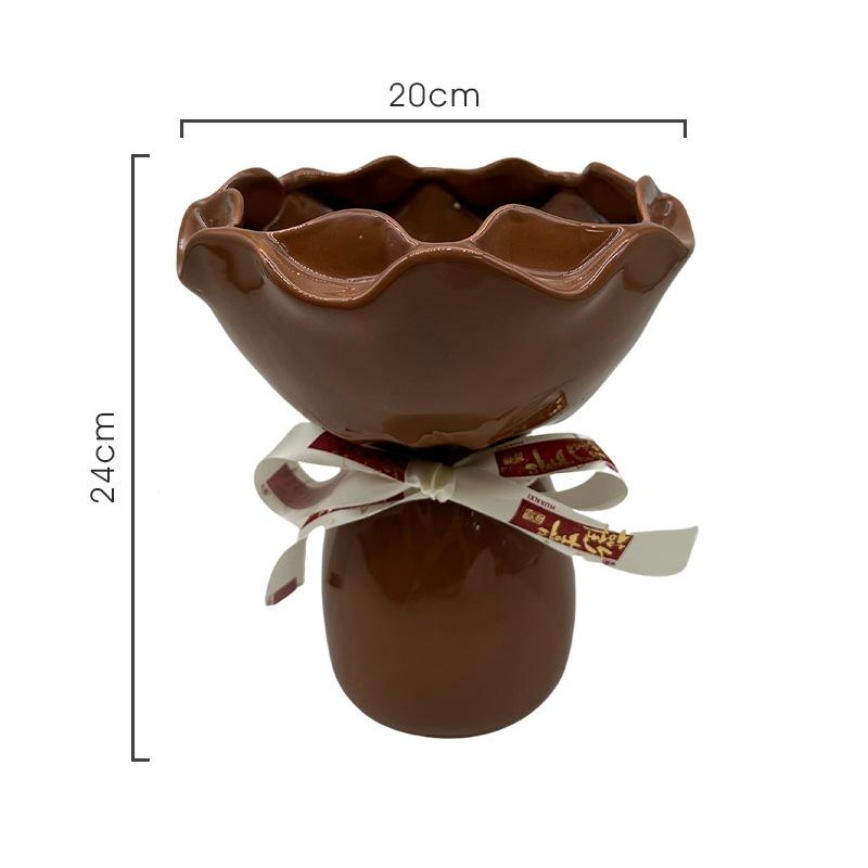 Handcrafted Minimalist Ceramic Vase – Artistic Home Decor Centerpiece(brown)