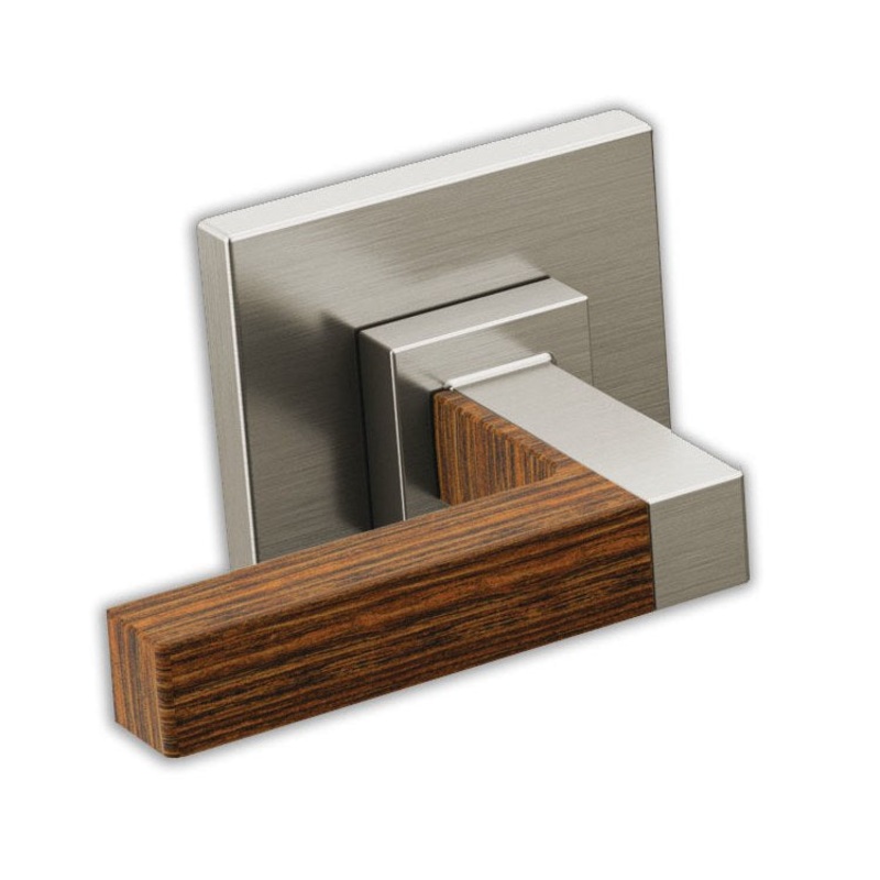 Handle Kit Frank Lloyd Wright Zinc 2 Lever Brilliance Luxe Nickel/Teak Wood ADA for Wall Mount Tub Filler