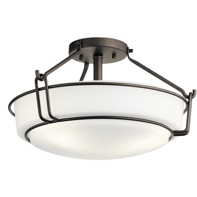 Kichler 44085OZ Three Light Semi Flush Mount, Olde Bronze