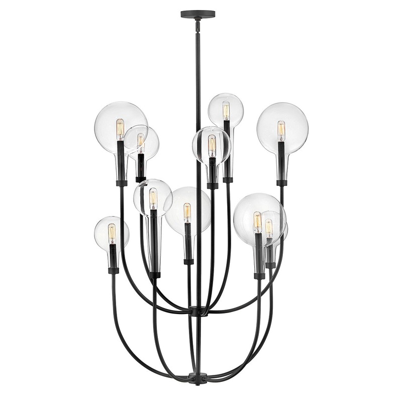 LED Chandelier from the Alchemy Collection in Black Finish by Hinkley