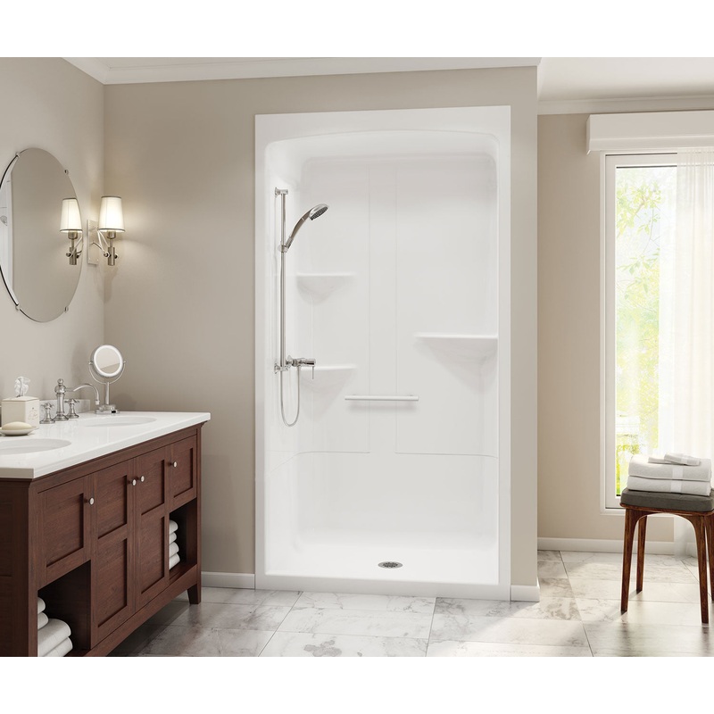 MAAX 105920-R-000-001 Camelia SHR-4834 Acrylic Alcove Center Drain One-Piece Shower in White
