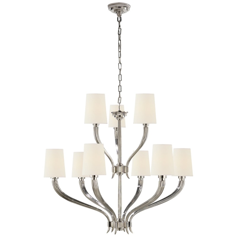 Nine Light Chandelier from the Ruhlmann Collection in Polished Nickel Finish by Visual Comfort Signature