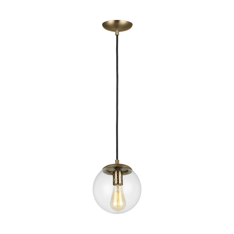 One Light Pendant from the Leo – Hanging Globe Collection in Satin Brass Finish by Visual Comfort Studio