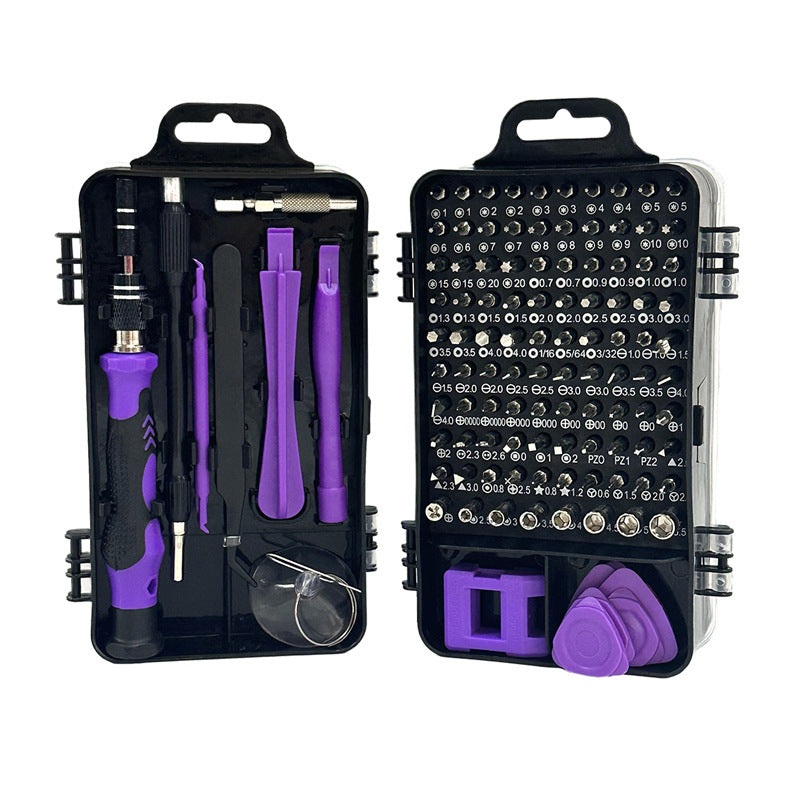 Purple and Black Professional 115-in-1 Precision Screwdriver Set – Magnetic Repair Tool Kit for PC, Laptop, Phone & Electronics
