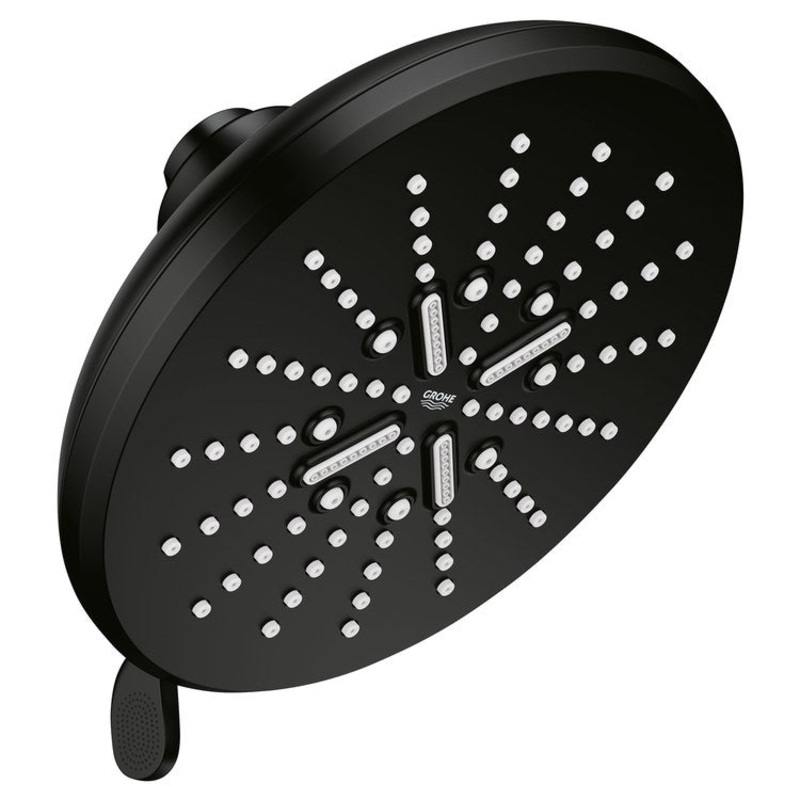 Showerhead Rainshower Smartactive 3 Function Matte Black 6-1/2 Inch 1.75 Gallons per Minute Rain with Drip Stop Jet with Drip Stop Active Massage