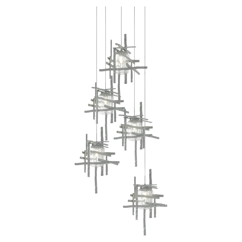 Tura 5-Light Seeded Glass Pendant Vintage Platinum