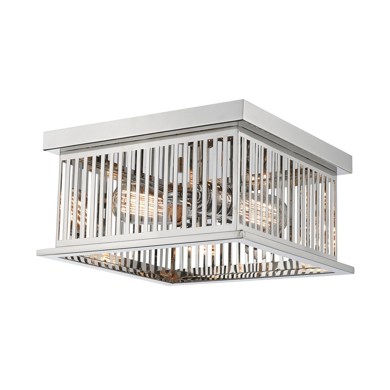 Two Light Flush Mount from the Camellia Collection in Polished Nickel Finish by Z-Lite