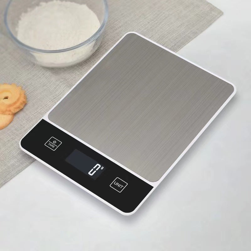 White Digital Kitchen Scale – Stainless Steel Food Scale for Baking & Cooking (10kg/1g)