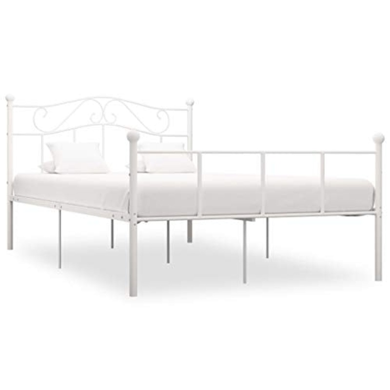 BIGTO – Struttura per letto in metallo e acciaio, per camera da letto, stile bianco, 140 x 200 cm