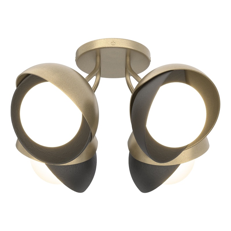 Brooklyn 4-Light Double Shade Semi-Flush Soft Gold Black