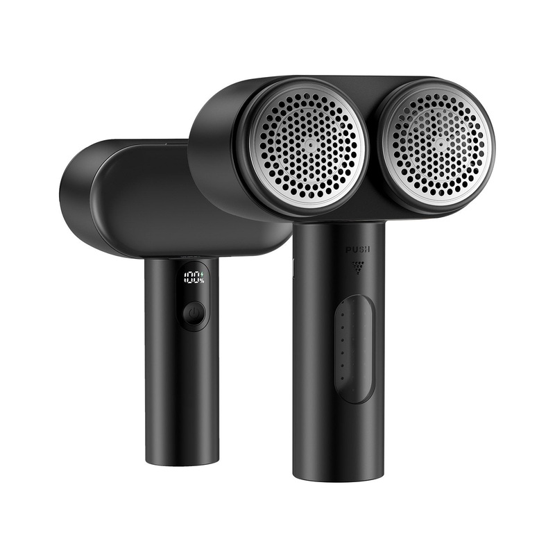 Dual-Head Electric Lint Remover – USB-C Rechargeable, LED Display, 5-Size Honeycomb Mesh(Black)