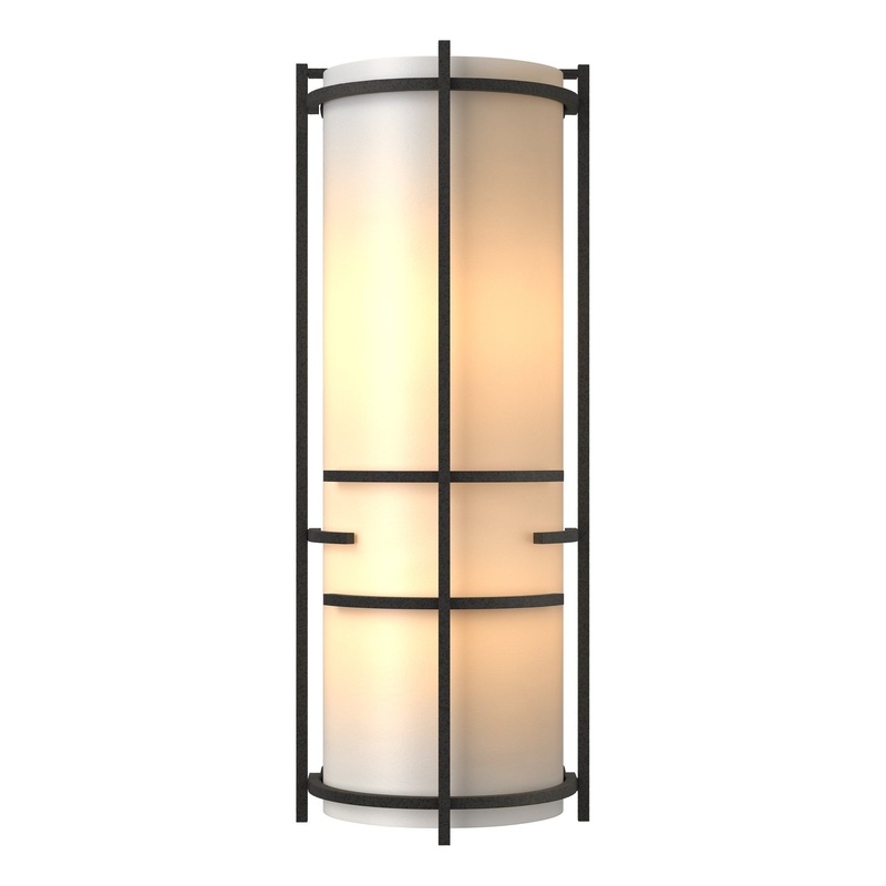 Extended Bars Sconce Natural Iron White Art Glass (BB)