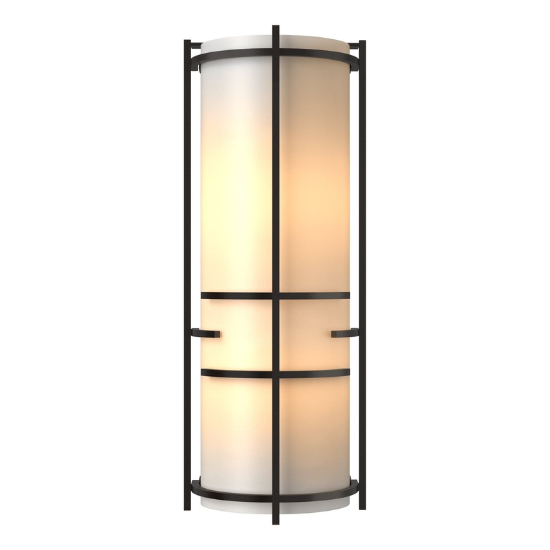 Extended Bars Sconce Oil Rubbed Bronze White Art Glass (BB)