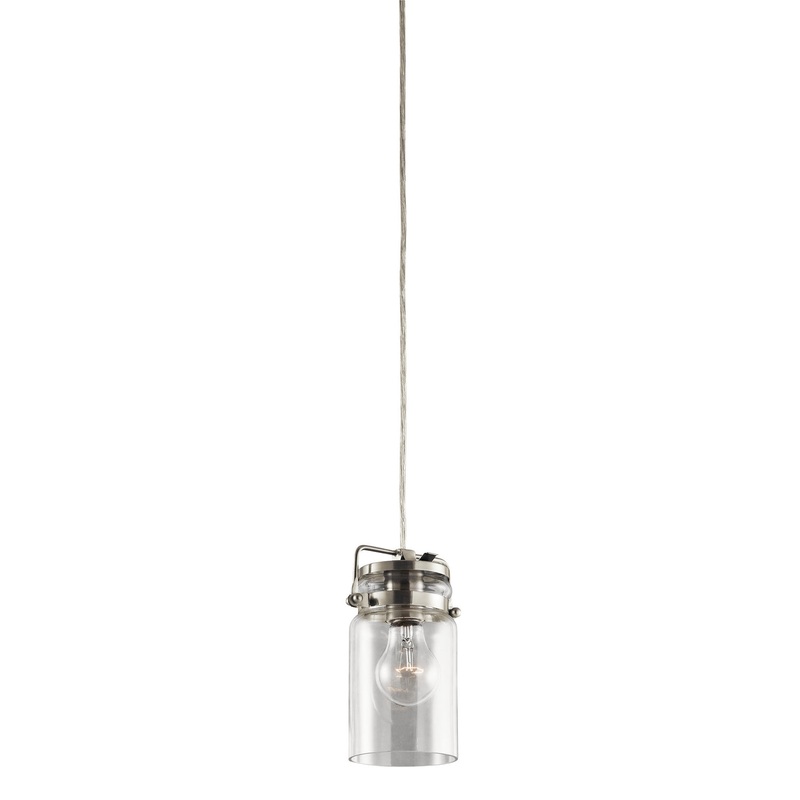 Kichler 42878NI One Light Mini Pendant, Brushed Nickel